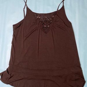Daisy Fuentes women tank w/ beading, black, size XL.